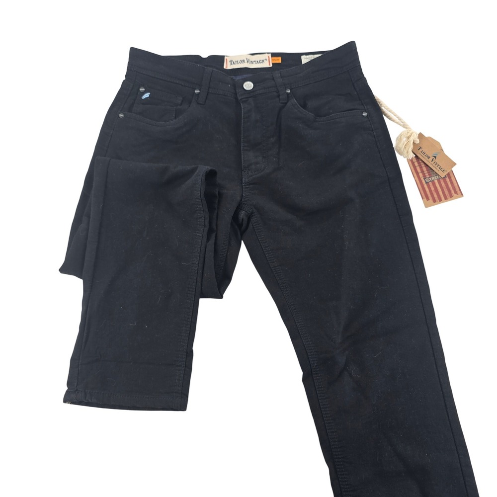Tailor Vintage Mens Pants 32x30 Black Canaan Slim Stretch T19F006C NWT